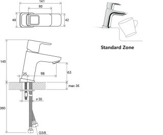 Смеситель Ravak 10° TD 012.00 X070064 для раковины